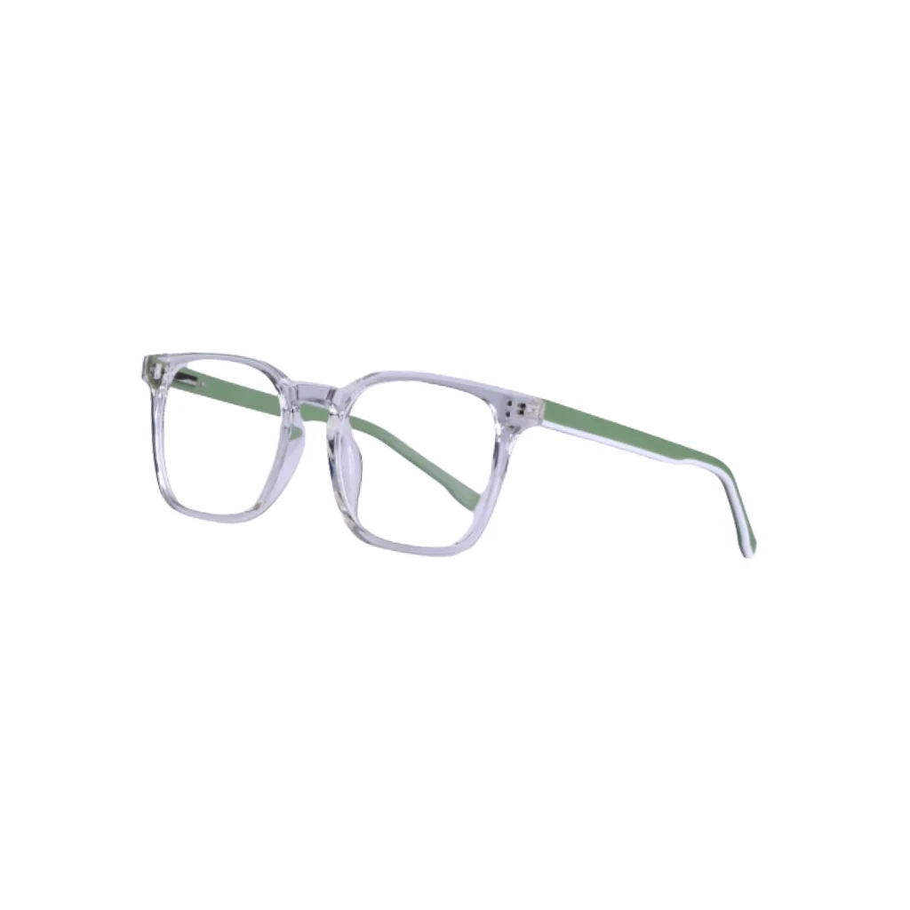 Blue Cut Green and White Rectangular Glasses
